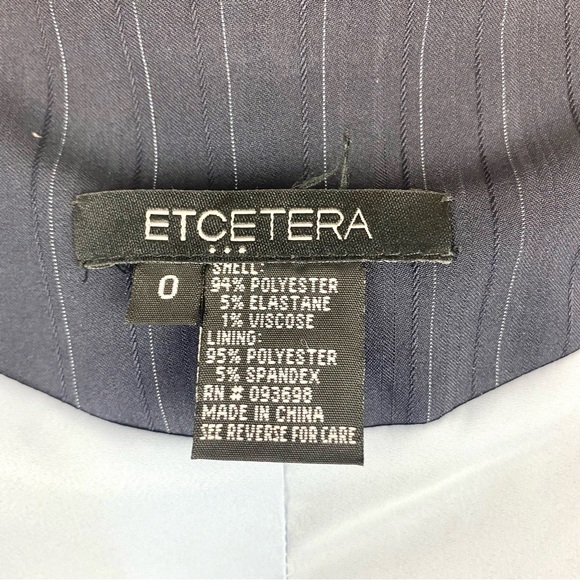 Etcetera Flare Sleeve Pinstriped Navy Blue Blazer/Suite Jacket - Picture 6 of 10